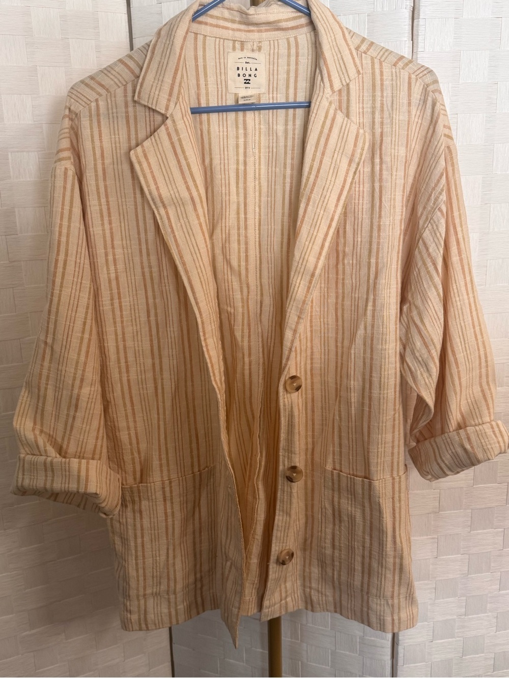 Billabong Cream and Tan Striped Lightweight Blazer